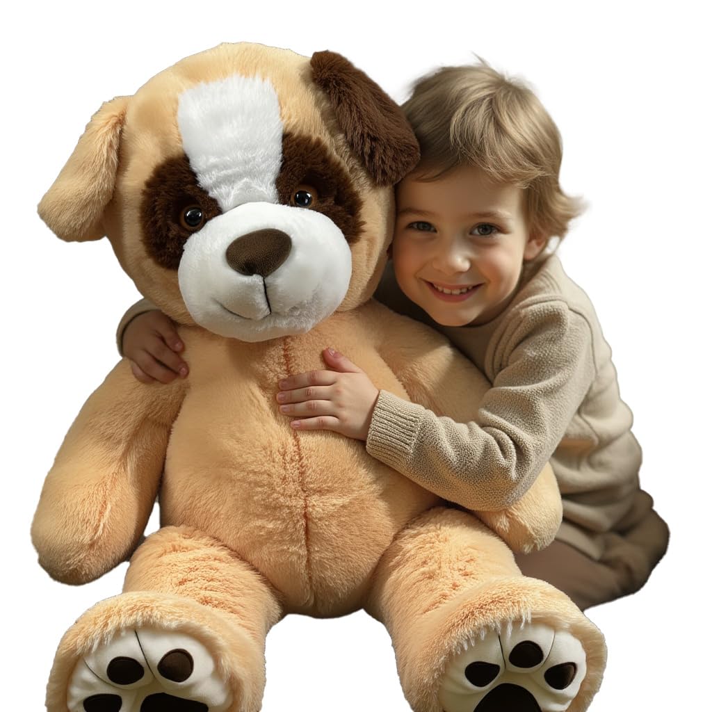 Anico 36" Tall (3 Foot) Big Plush Beige and Brown Dog, Stuffed Animal with Smiling Face. Premium Stuffed Toy Teddy Dog, Perfect for Girlfriend, Kids, Valentine's Day, Christmas!