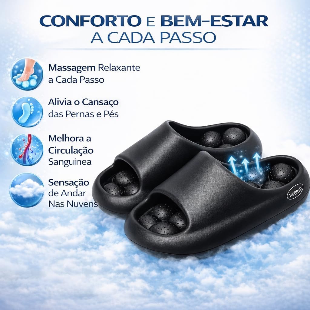 Chinelo Nuvem Ergonômico e Confortável com Esferas Massageadoras -Conforto para o Dia a Dia eSensação Relaxante ao Caminhar Chinelo Nuvem Ergonômico e Confortável com Esferas Massageadoras -Conforto para o Dia a Dia eSensação Relaxante ao Caminhar