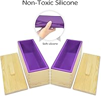 Vista 3 de Artcome Moldes para pan de jabón de 42 onzas, 2 juegos de moldes rectangulares de silicona, caja de madera con tapa, suministros para hacer jabón