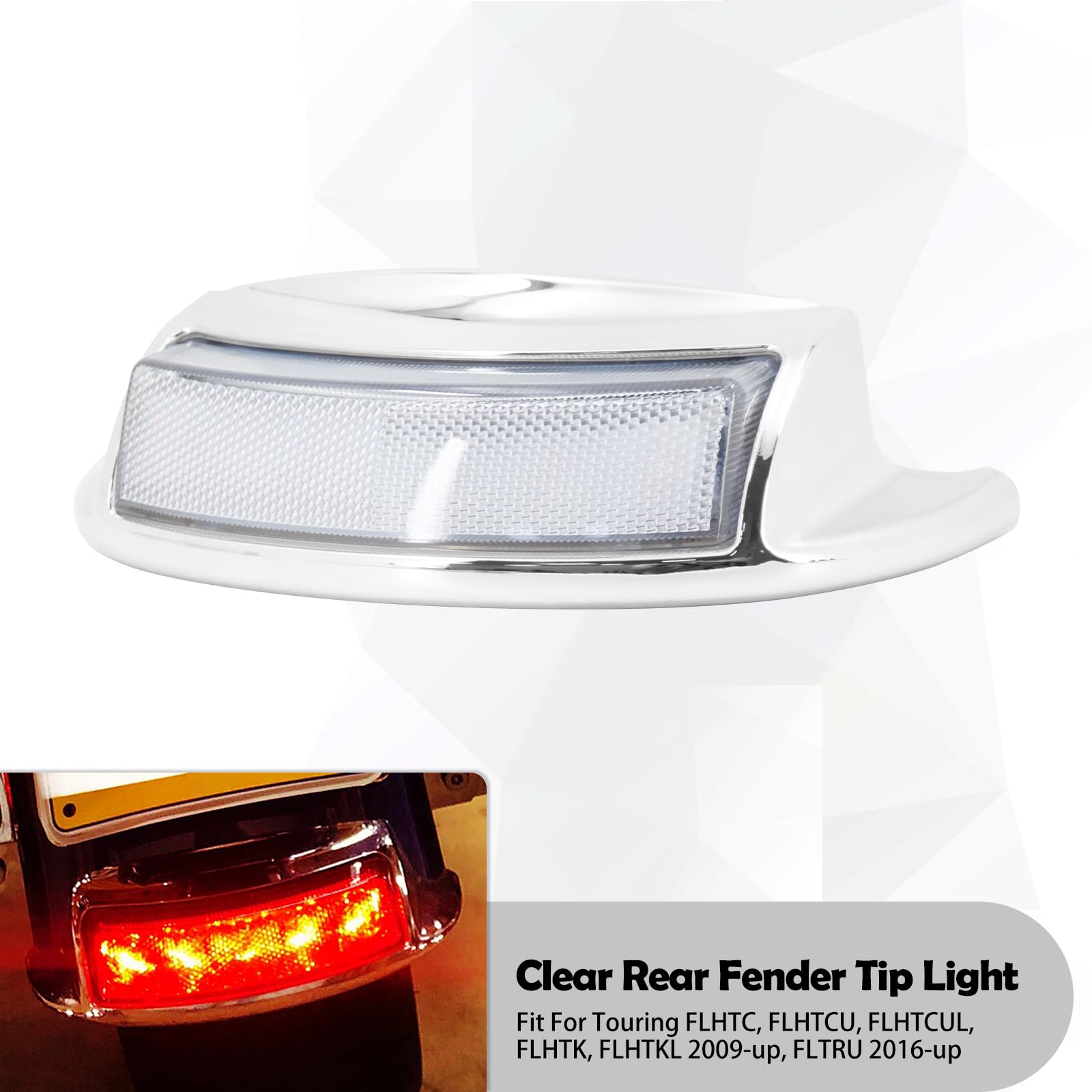LOTFI Moto arrière garde-boue pointe feu stop clignotant en cours d'exécution clair Len lampe adapté for Harley Touring FLHTC Electra Road Glide 2016-23