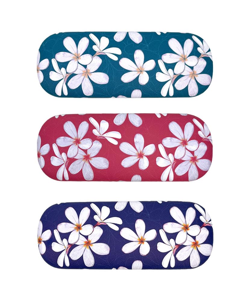 JAVOedge [4 PACK / 3 PACK], Printed Pattern Durable Hard Clamshell Eyeglass Case with Bonus Microfiber Cloth