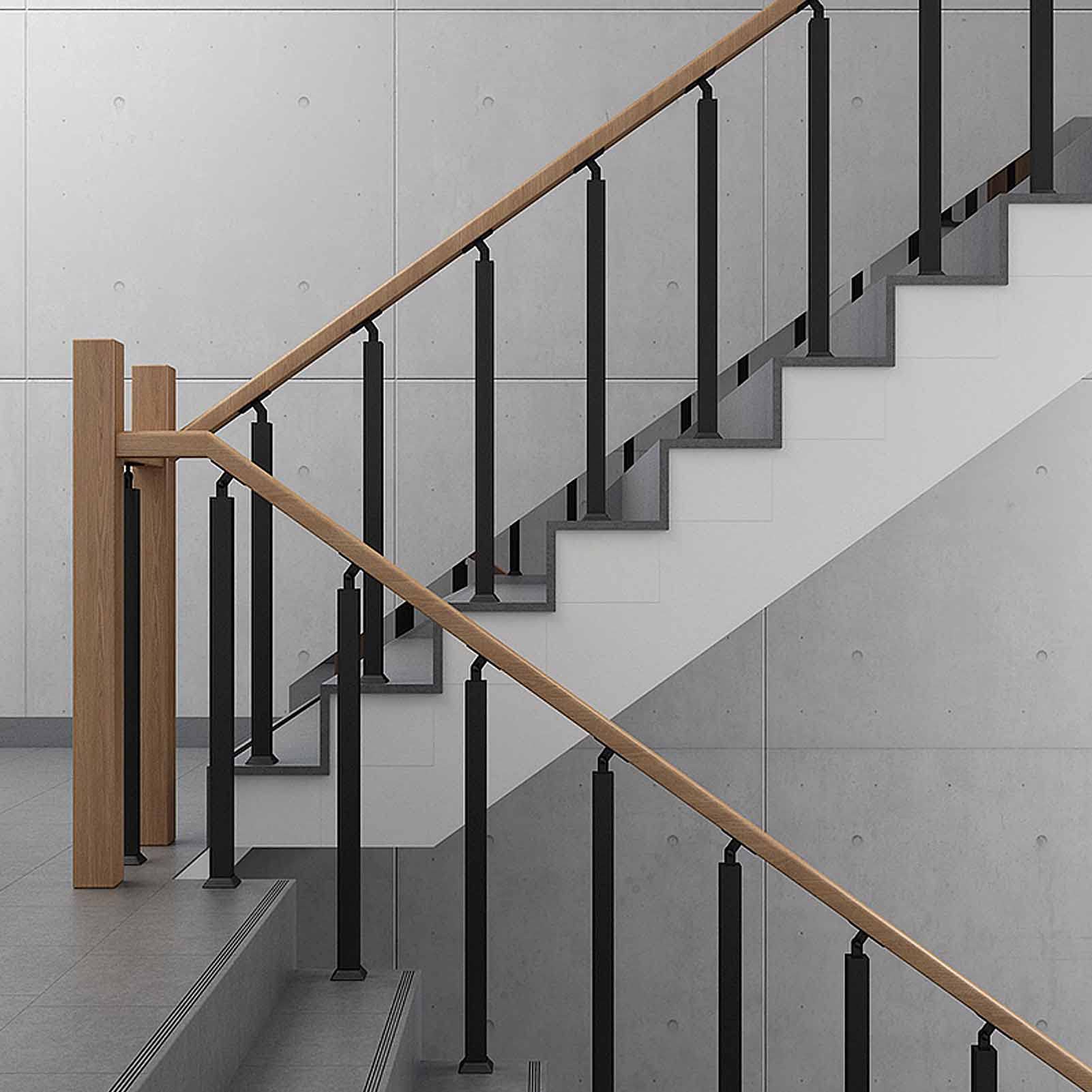 LWJSOCP Stair handrail Handrails for outdoor stairs - adjustable degrees - 80-140cm solid wood indoor stair handrails for The elderly and disabled - complete set