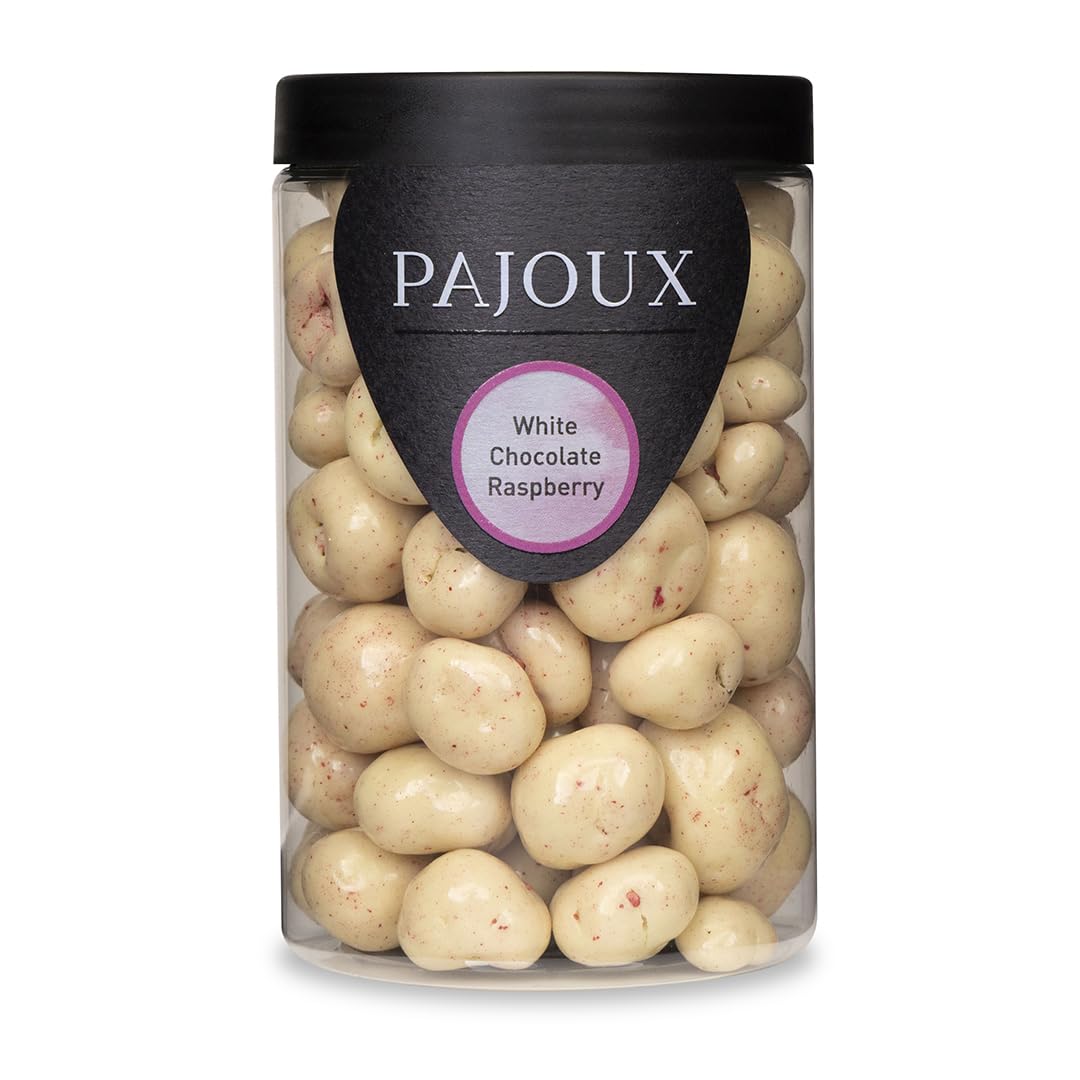 White Chocolate Raspberry (Large) 215g | White Chocolate Covered Fruit - Raspberry Chocolate - Palm Oil Free - Chocolate in a Gift Jar