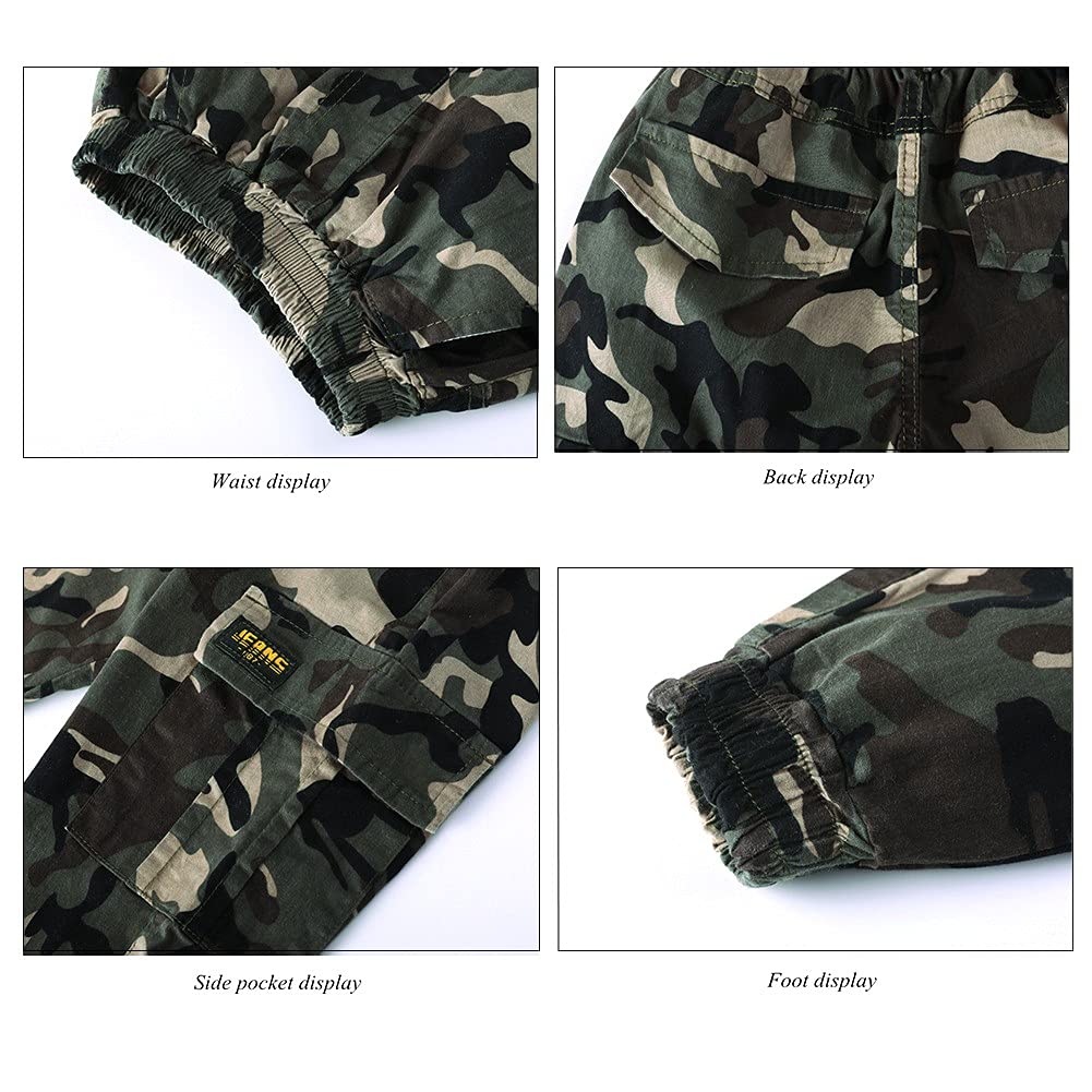 Rolanko Pantalones Cargo para Niños, Pantalones de Uniforme Escolar con Cintura Elástica para Niños de 6 a 14 Años