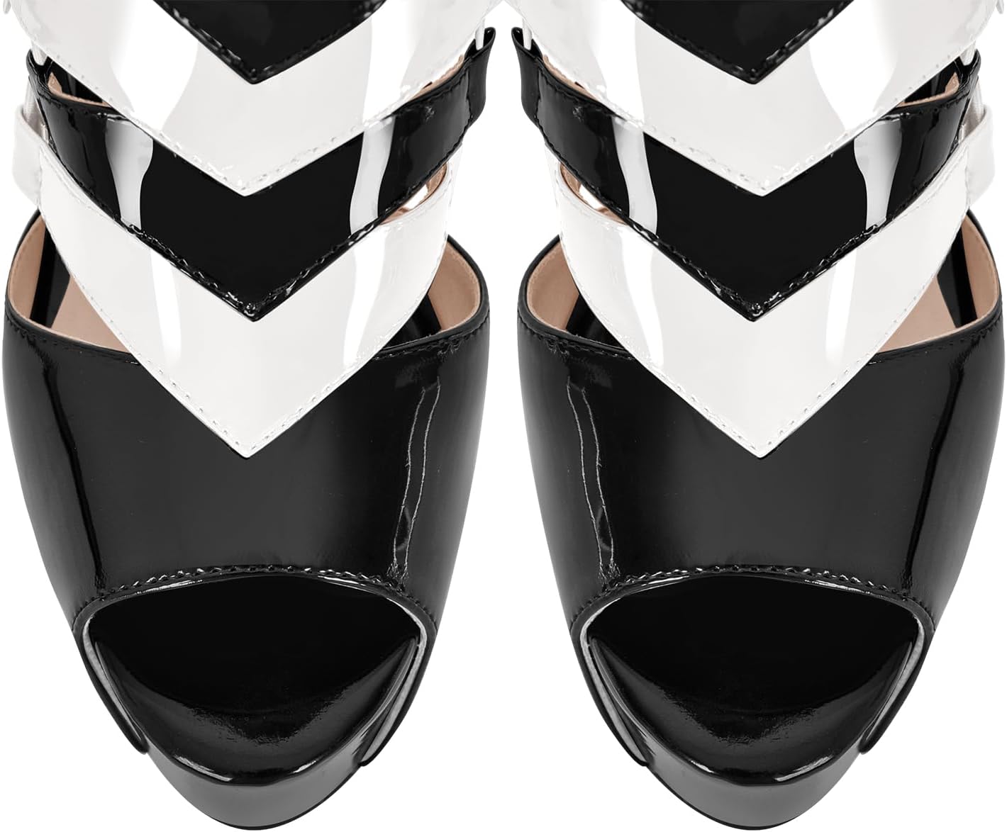 richealnini Women's Sexy Peep Toe Ankle Boots with Zippers Platform Heel Stiletto High Heels Short Booties - Image 6