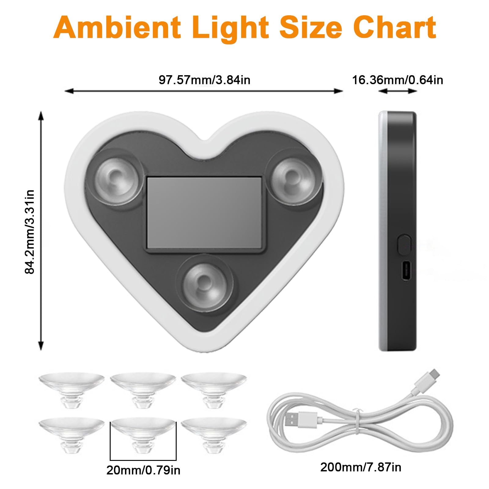 Ambientebeleuchtung fürs Auto, 2 Stück Solar Herz LED Neonlichter, Kabellose Solar Herzlichter mit 5 Beleuchtungsmodi und Vibrationssensor für Autoinnenraum, Schlafzimmer, Partys (Rosa)