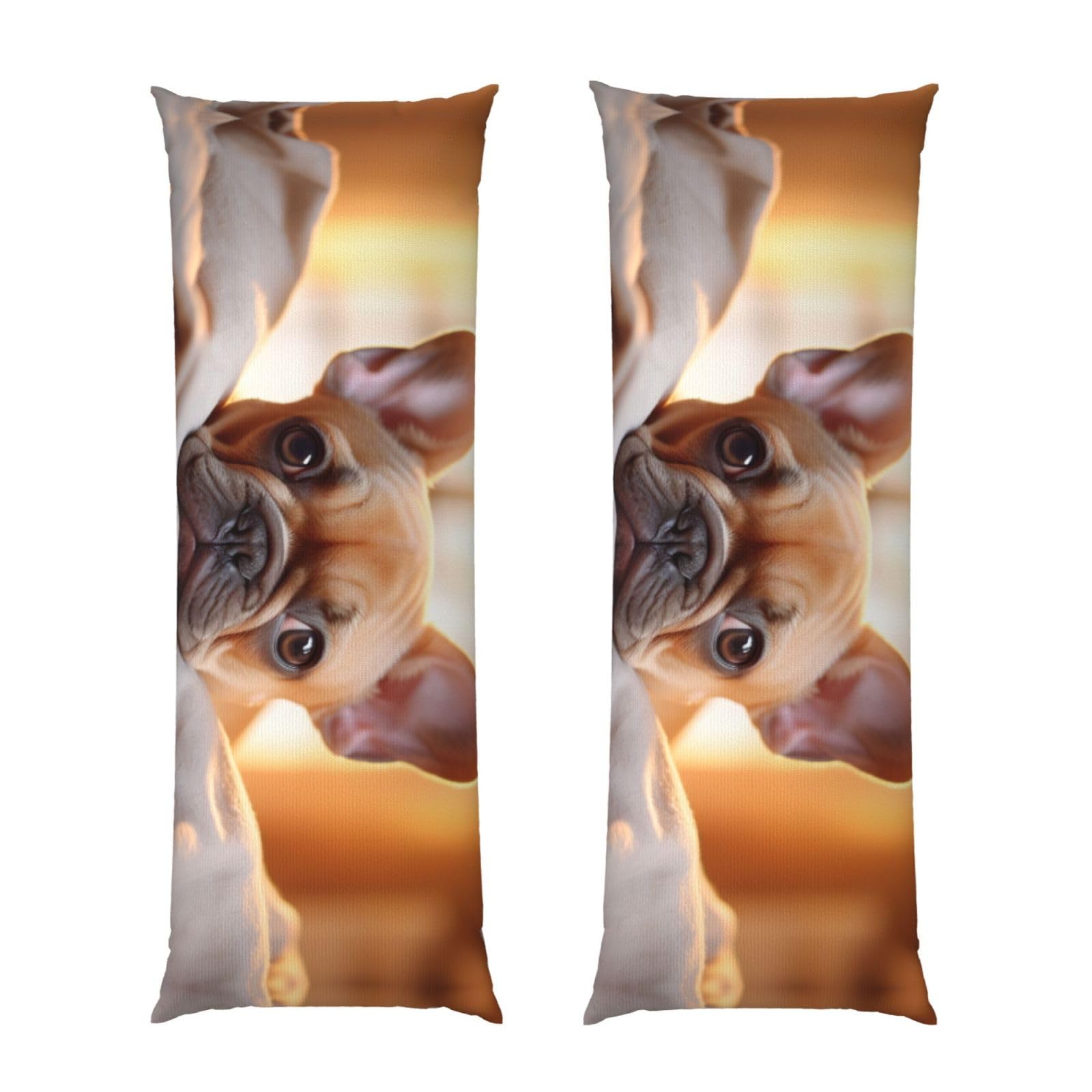 Housse de coussin bouledogue français pour grand lit 50x137 cm zippée