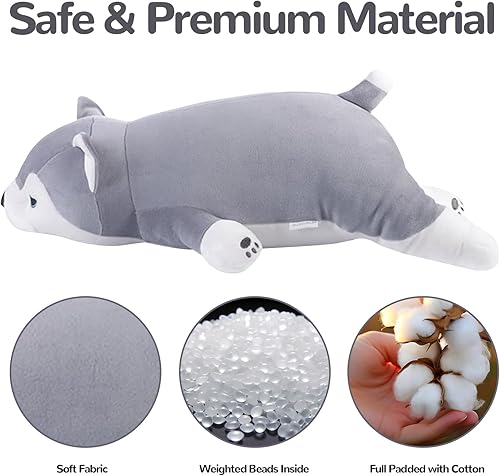 Miniatura 3 de Animales de peluche con peso Husky de 30 pulgadas, animal de peluche gigante con peso de perro, juguetes de almohada de felpa con peso lavables,