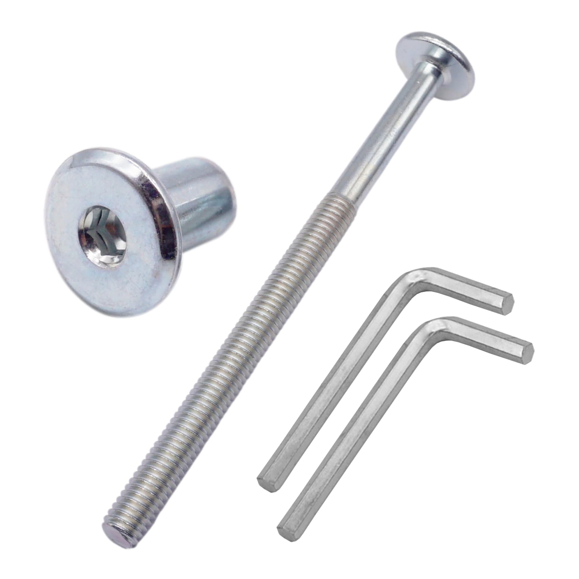 Skir'co (10 Pcs) Zinc Plated Steel Joint Connector Bolts M6 X 90 Mm With Nuts, Furniture Connector Bolt, Hex Socket Screws