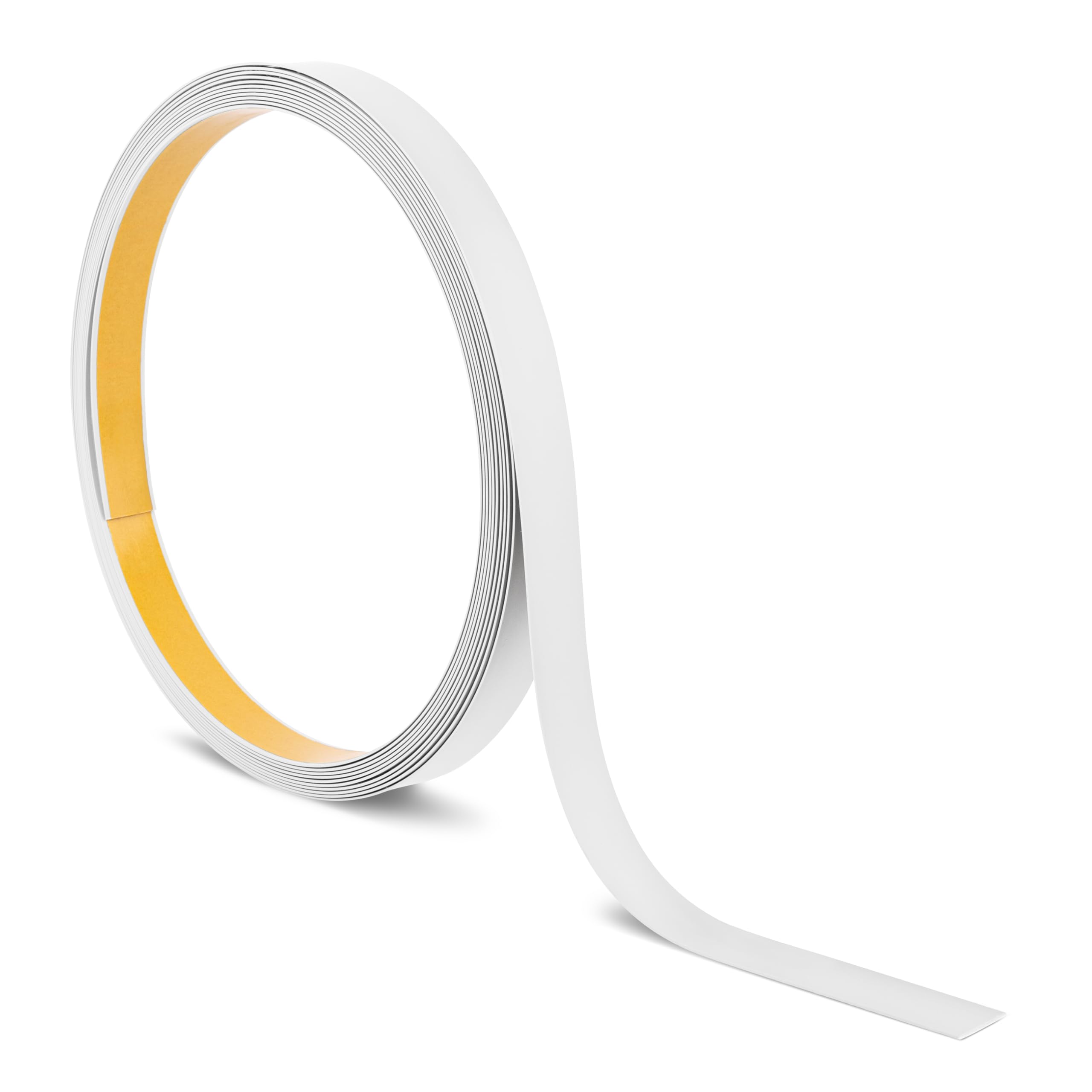 Quest Barra plana de plástico autoadhesivo, longitud: 10 m, molduras, perfil de PVC para construcción y decoración (blanco, 10 m x 20 mm)