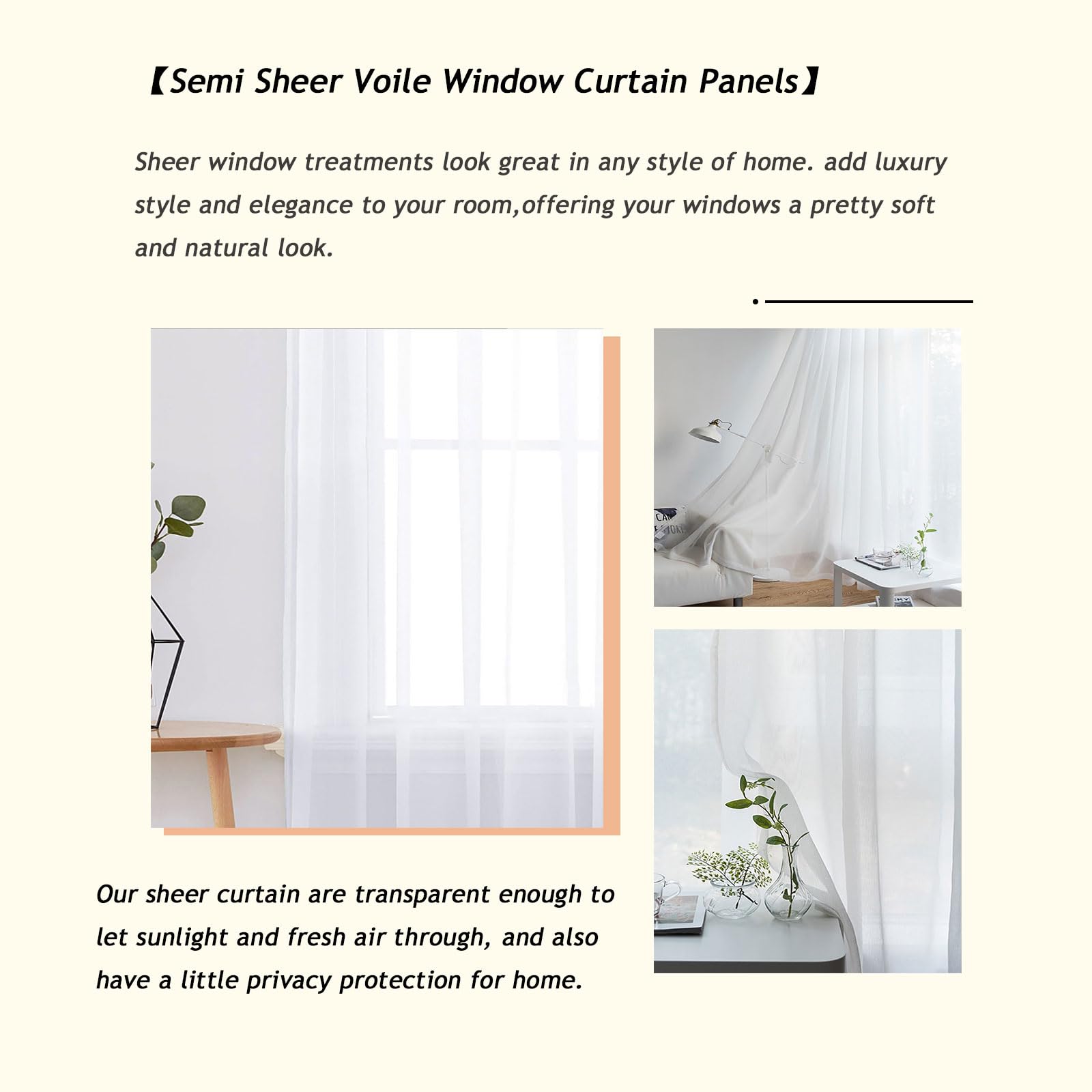 Verdunklungsvorhänge 210 x 210 cm Polyester, mit Ösen Transparent Verdunkelungsvorhang Thermovorhang Hitzeschutz für Wohnzimmer Landhaus Kleine Fenster, Weiß