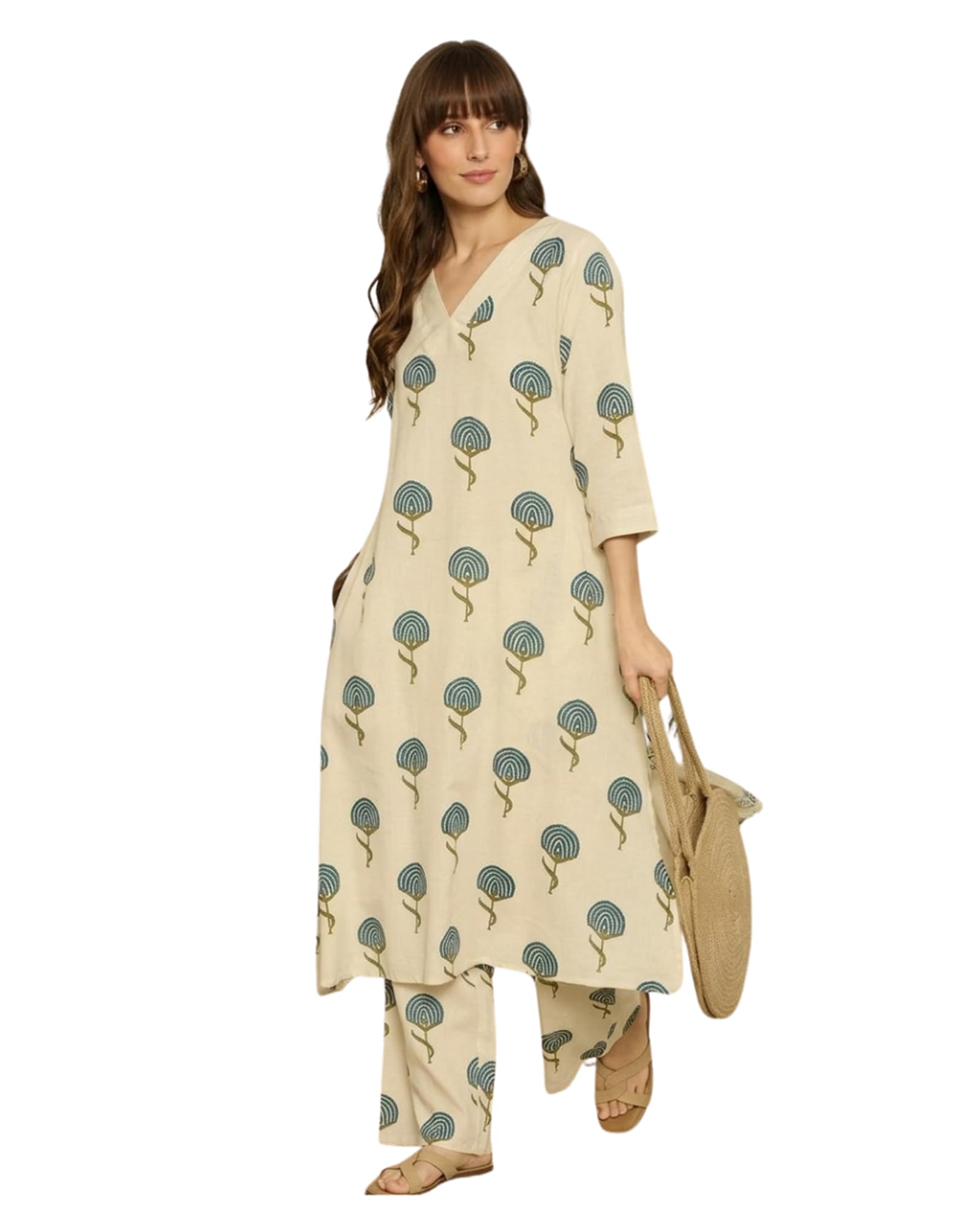 Night Suit for Womens - Floral Pattern Rayon Night Dress Set with V-Neck 3/4 Sleeve and Pull On Closure Type | Velvet Night Suit for Women | Western Pyjama Sets-image-3