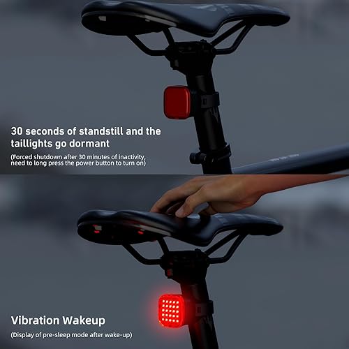 Miniatura 4 de Luz trasera inteligente para bicicleta  Luz trasera de bicicleta ultra brillante de 60 lúmenes con tecnología de detección de freno, 4 modos, IPX6
