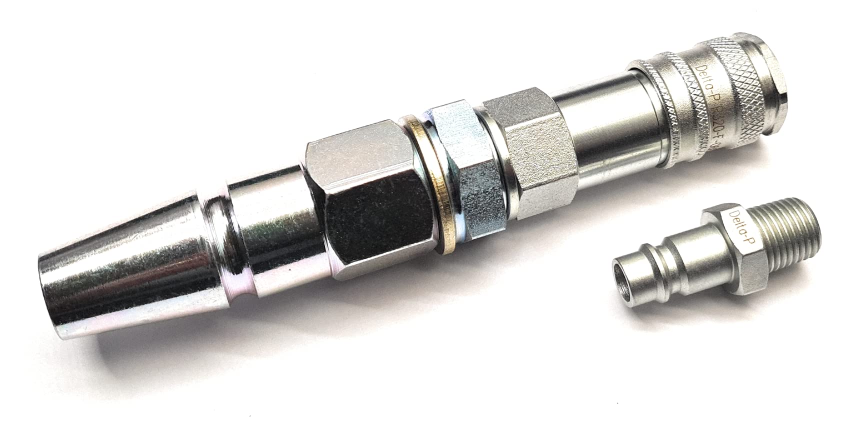 High Flow Air Brake Adapter - C Coupling to Euro Coupler + Male Euro Coupler with 1/4" BSPT Male - Fits HGV/Lorry/Tractor Such as JCB, Massey, J Deere, Case New Holland, Ford