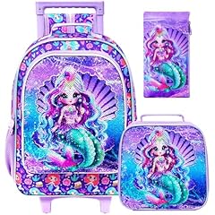 Sequins Mermaid Rolling Backpack Purple