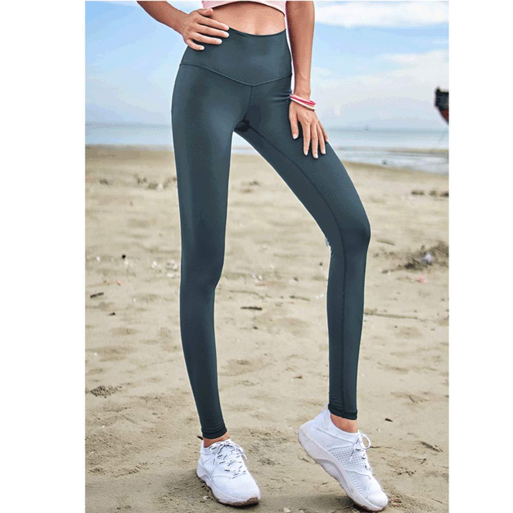 Pantalon de fitness bleu XL pour femme avec taille haute élastique