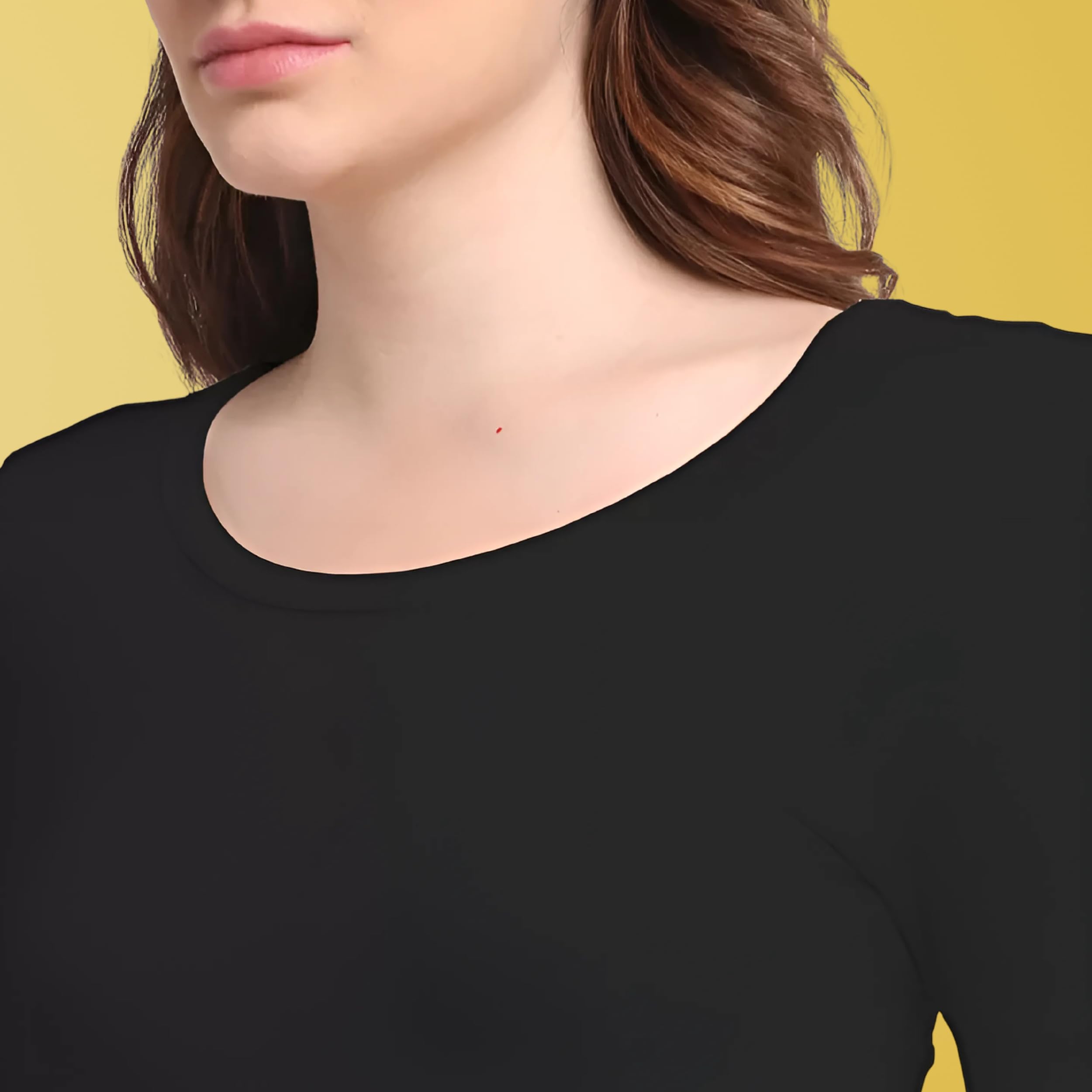 minmum Women's Cotton Thermal Set Top & Bottom | Round Neck | 3/4th Sleeves | Winter Wear (Black, 105) - Image 4 thumbnail