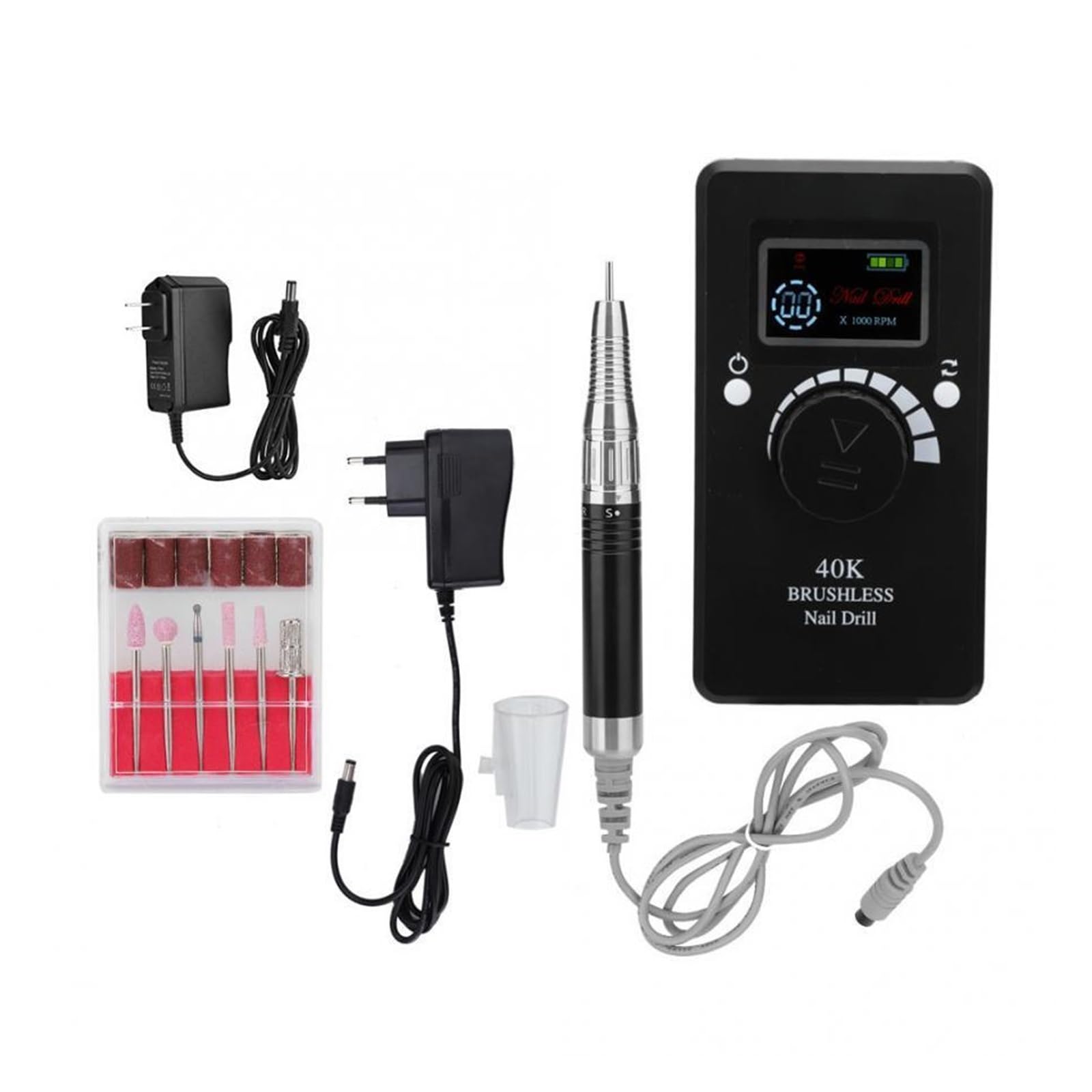 Lima elettrica per unghie Trapano elettrico portatile for nail art da 40000 giri/min, dispositivo for lucidatura for lucidatura for lucidatura a macchina con strumento for pedicure con manico Lima pre