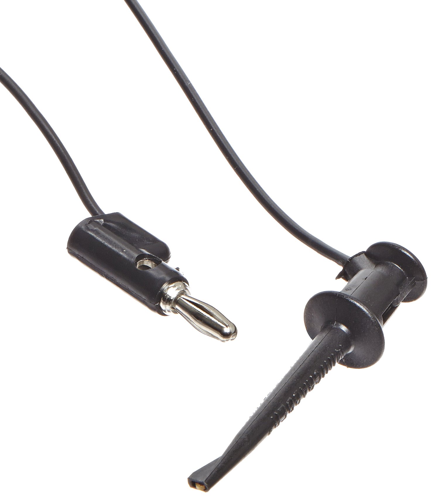 Pomona 3782-36-0 Minigrabber Test Clip To Multi-Stacking Banana Plug Patch Cord, 36" Length, Black (Pack Of 5)