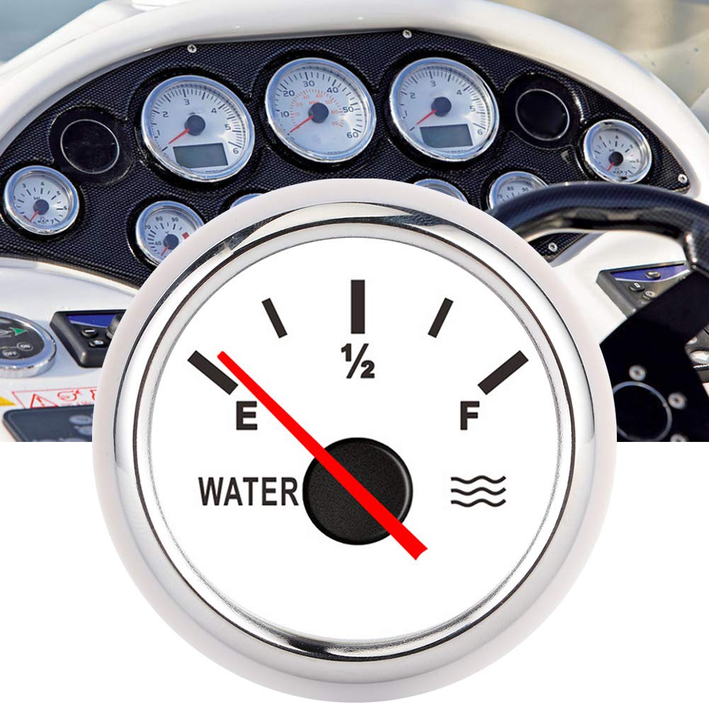 Demeras Jauge de Niveau d'eau ,Structure Simple et Solide en Acier Inoxydable + ABS Jauge de Niveau d'eau pour Bateaux ,camions ,Camping Cars ,générateurs/Groupes électrogènes(Blanche)
