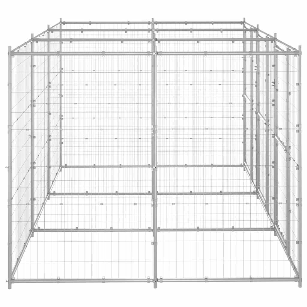 vidaXL Chenil Extérieur Acier Galvanisé 7,26 m² Enclos Niche Cage pour Chiens