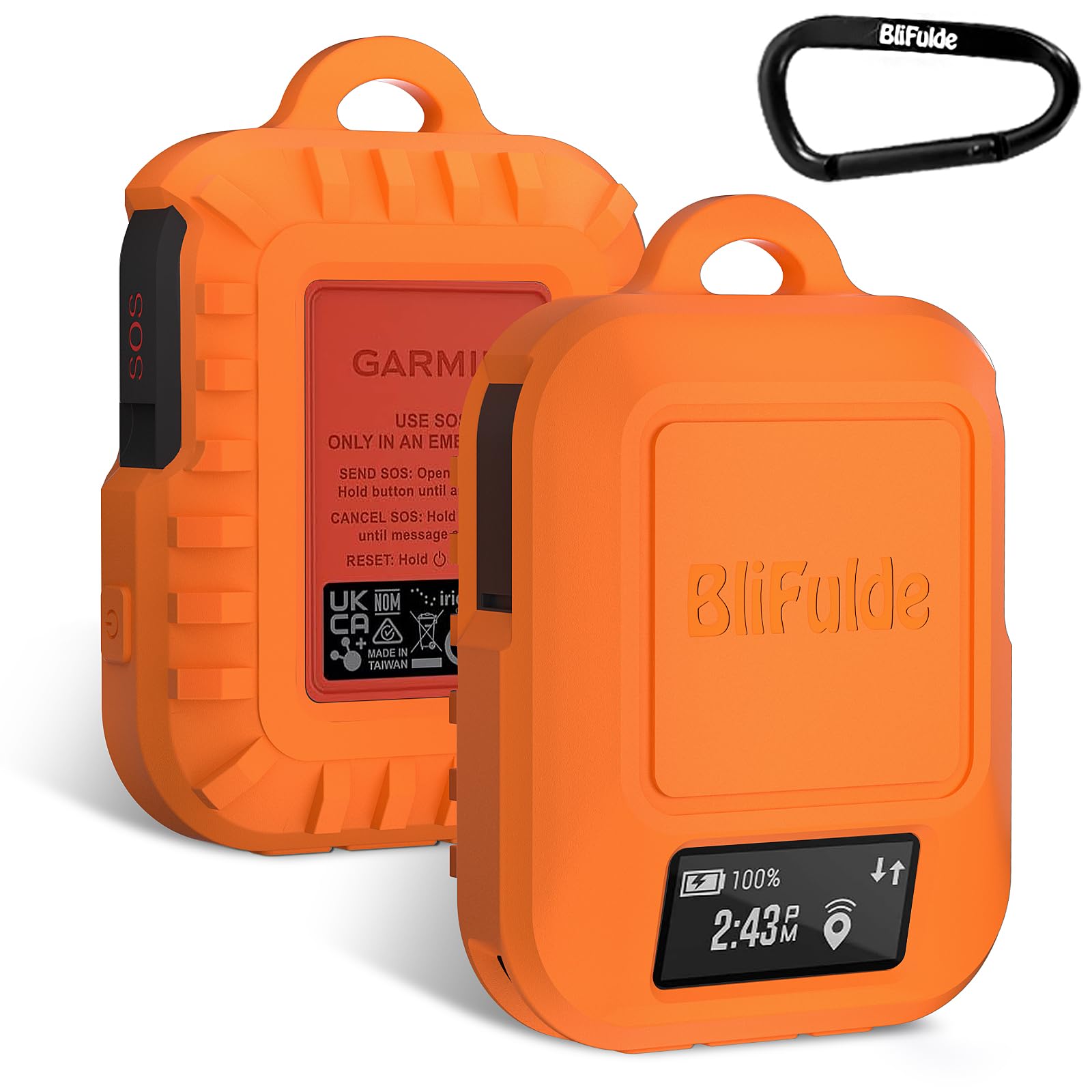 BliFulde Custom Silicone Protective Case, Compatible with Garmin inReach Messenger & Messenger Plus, Drop & Scratch Resistant Durable Cover, Orange(Case Only)