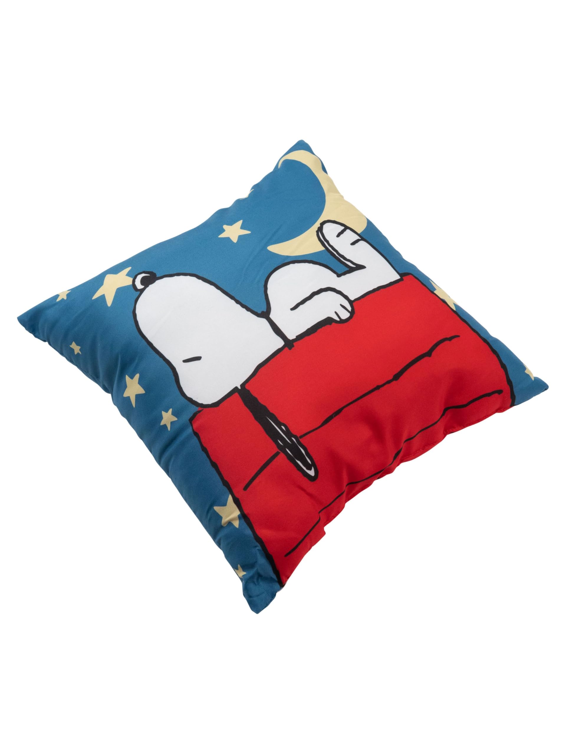 United Labels The Peanuts Snoopy poduszka, poduszka 40x40 cm, niebieska, poduszka na sofę z księżycem i gwiazdami, poduszka dekoracyjna dla fanów