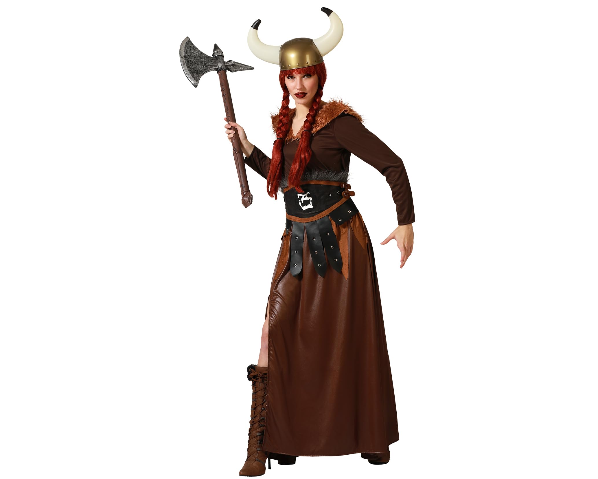 Atosa Disfraz Vikinga Mujer Guerrera Nórdica Escandinavia Época Vestimenta Antigua Traje De Batalla Vestido Largo Cuero