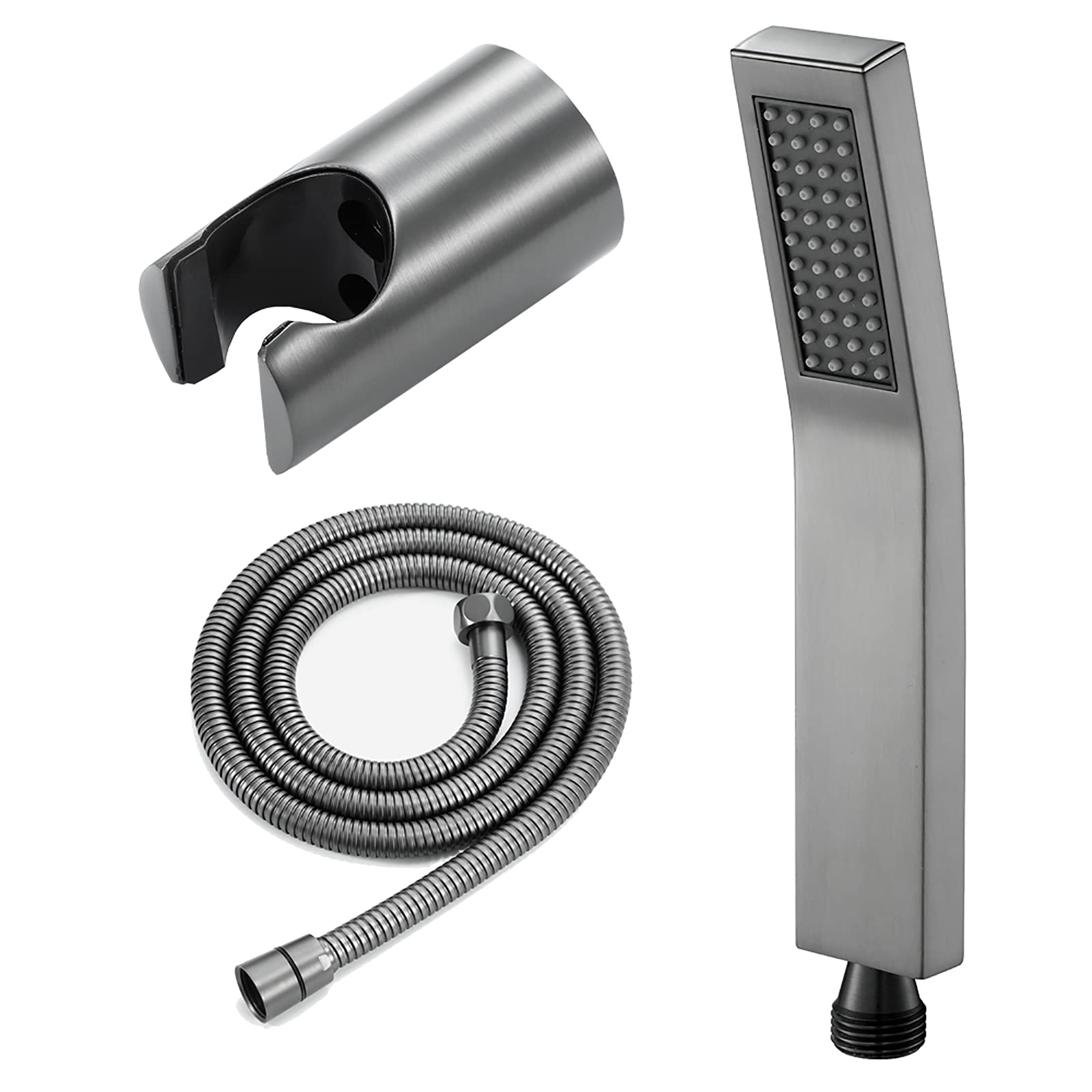 Alcachofa de Ducha Universal Gris Latón Cabezal de Ducha Alta Presión Ducha de Mano con Acero Inoxidable Soporte y 1.5M Tubo Flexible, G1/2,Style A