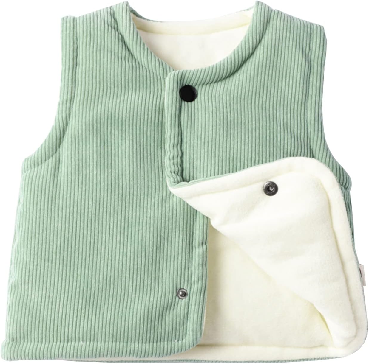 Freebily Baby Boys Girls Fall Winter Warm Thick Vest Coat Solid Color Corduroy Single Breasted Vest Jacket
