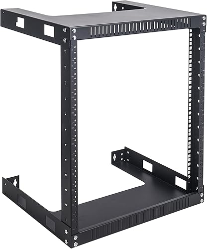 Miniatura 10 de Sound Town Rack de 4 postes de 15U de marco abierto y equipo de red con profundidad ajustable de 22 a 40 pulgadas, ruedas, niveladores, gestión de