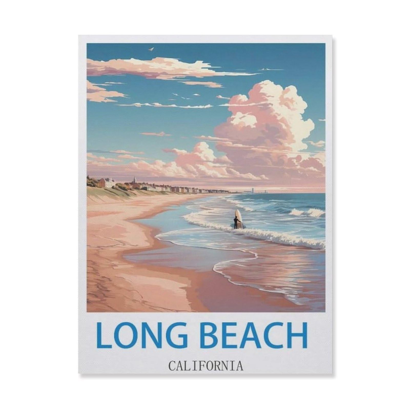 Vintage Wall Decor Metal Poster Plaque，Long Beach California