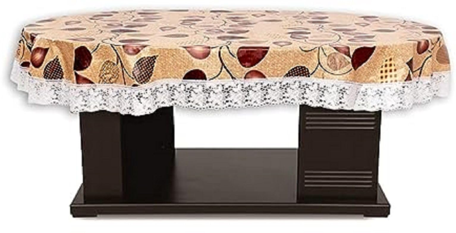 ZITIN PVC 6-Seater-Oval Dining Table Cover 60x90 Inches or 152x228 Cm Material - PVC Shape - Oval Pack of 1 Anti Slip Brown-Leaf-image-45
