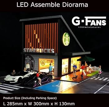 G-FANS 1/64 ランボルギーニストアジオラマ　点灯組立式駐車場付き G-FANS ランボルギーニストア ジオラマ 点灯 組立式 駐車場 1/64