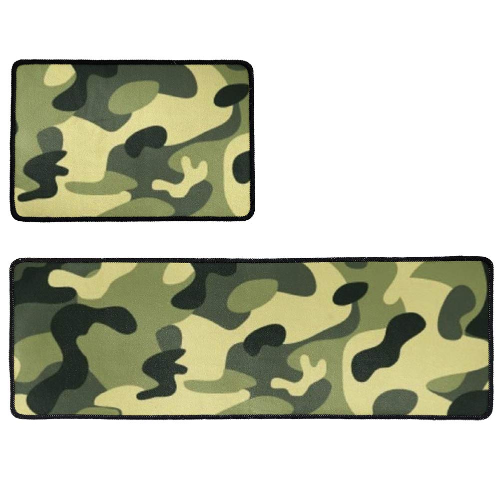 HUGS IDEA Juego de 2 alfombrillas de bienvenida para interiores y exteriores con diseño de camuflaje