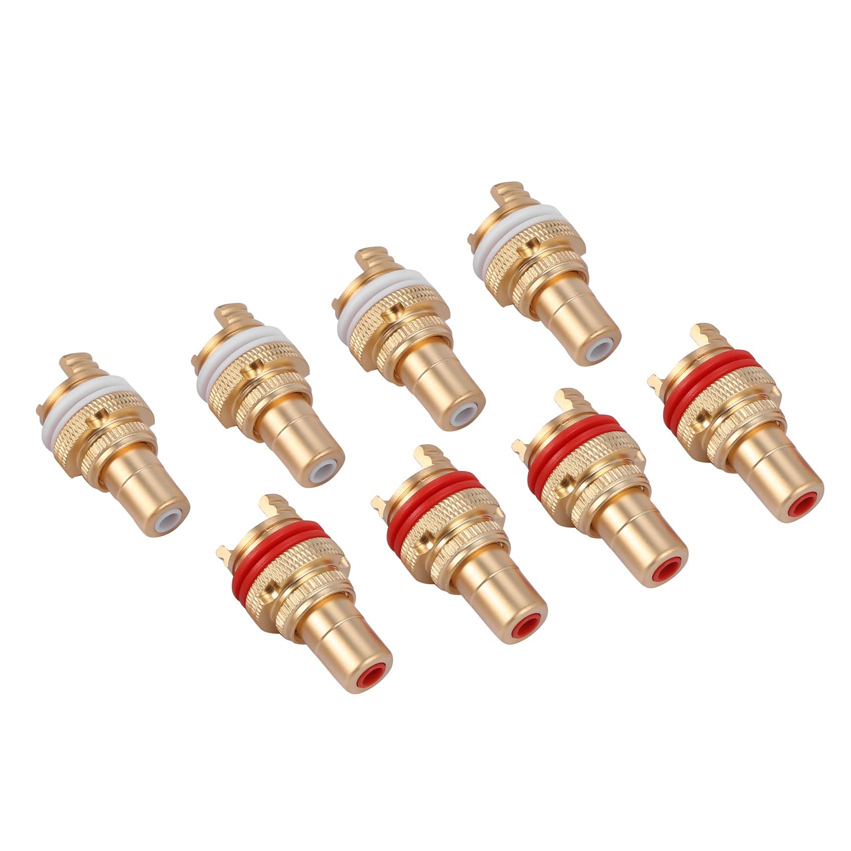 Trjgtas 16Pcs Rouge + Blanc RCA Chassis Prise Connecteur de Haute Qualite RCA Phono Prise de Cuivre Ampli HiFi