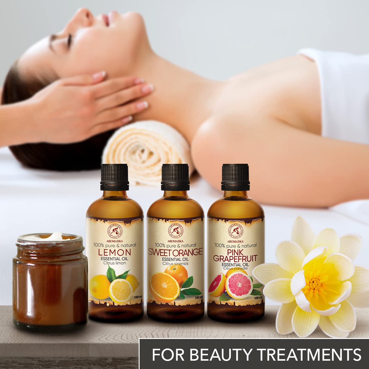 Ätherische Öle Set 3x100ml - Zitrone - Orange - Grapefruit - Aromatherapie Geschenkset - Reine Zitrusöle für Diffusers und Duftlampen - Orangenöl für Seifenherstellung - für Kerzen
