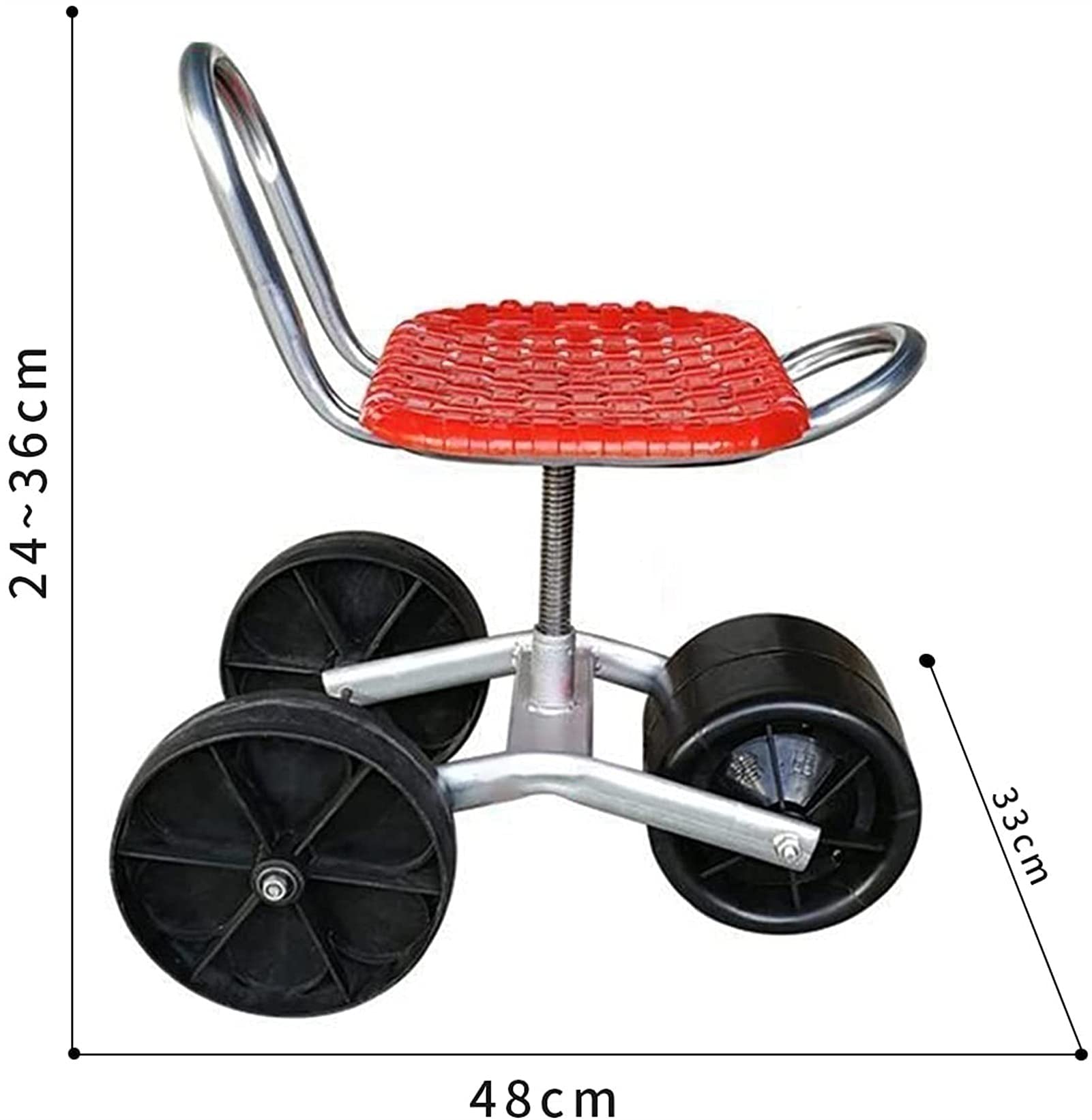 Rollarbeitssitz für den Garten, Rollhocker, Verstellbarer 360-Grad-Drehsitz für Jäten, Gartenarbeit und Rasenpflege im Freien, Schiebe-Gartenwagen (Color :Green, Size :3 Wheels)