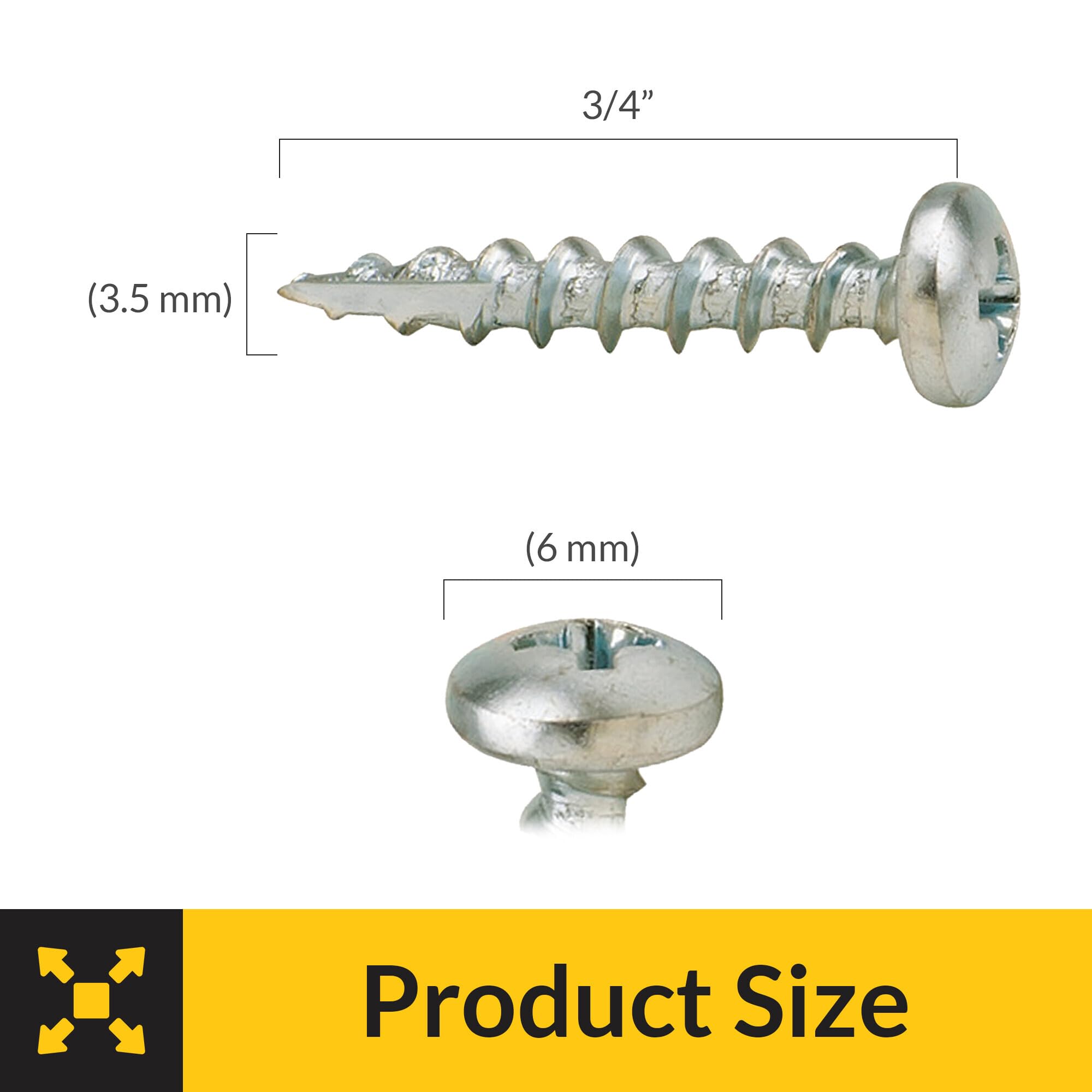 Brixwell SRW21678901 Zip R Screw, Pan Head with Fully Threaded Pack of 1000