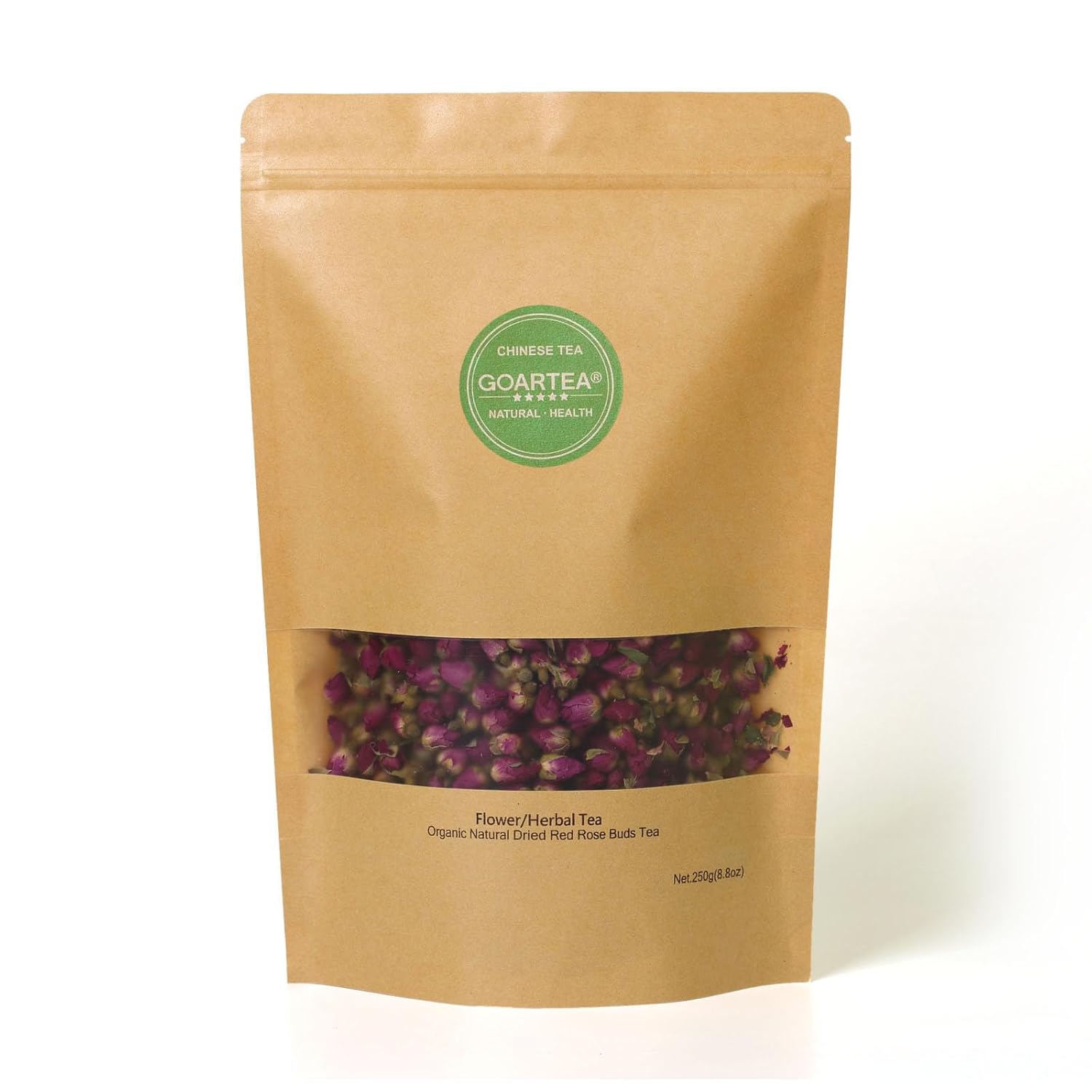 GOARTEA Rose Tea Loose Leaf - 2Pcs 250g / 17.6oz Natural Red Dried Rose Buds - Edible Rosebuds Flowers Herbal Tea - Food Grade Baking, Crafting - Caffeine Free