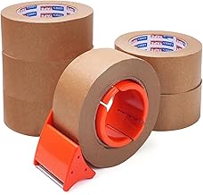 Adhes Carta di crepe marrone, con Tagliatori,50 Mm X 50 M, 6 Rulli, Nastro A Crepe Ecologico Per Imballaggio, Trasporto E Movimentazione Di Cartoni