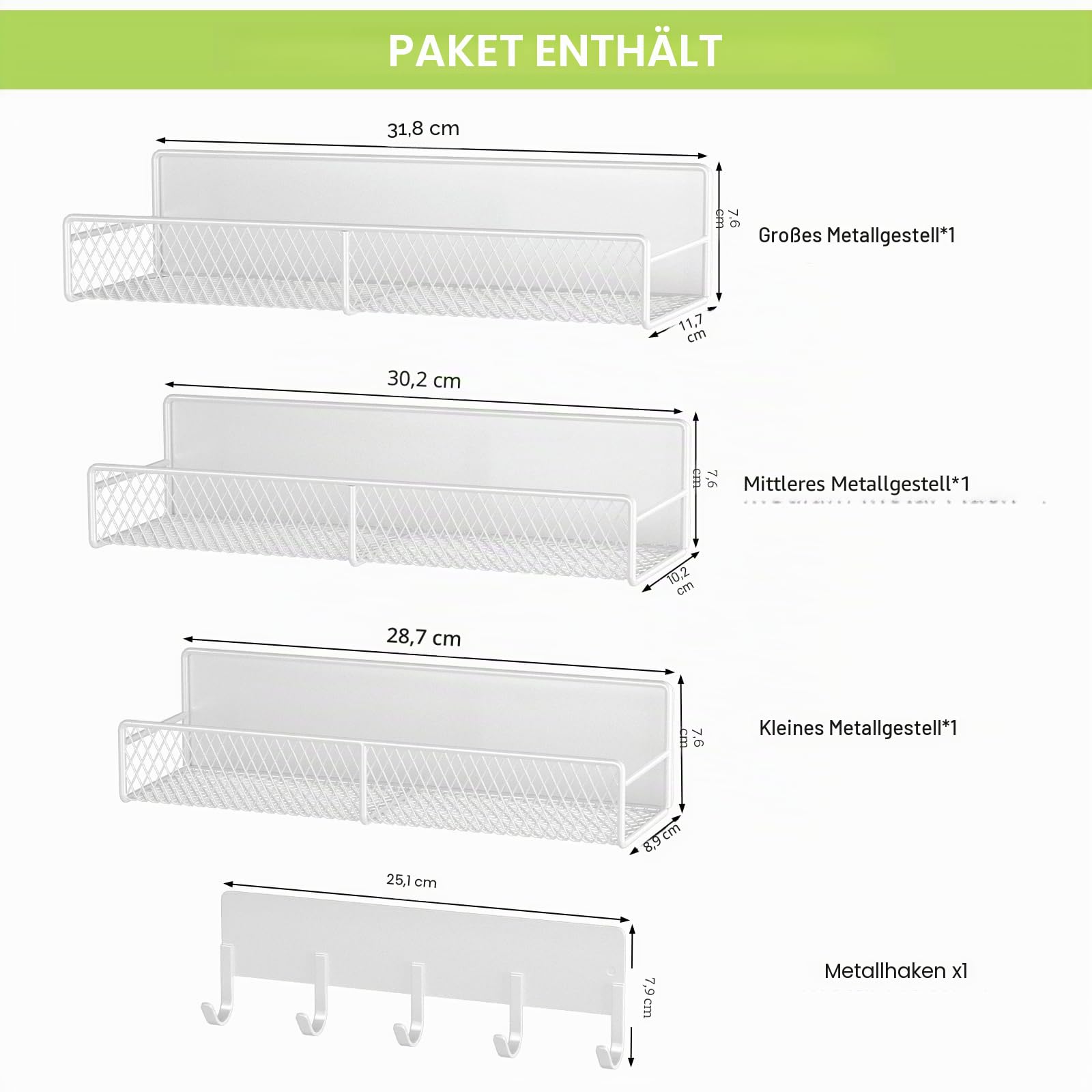 Magnetische Regale für Waschmaschine, robust, magnetischer Wäsche-Organizer mit Haken, Waschmaschinenregal für Kühlschrank, Metall-Aufbewahrungskörbe, Schrank und Waschküchen-Organisation (weiß), 4
