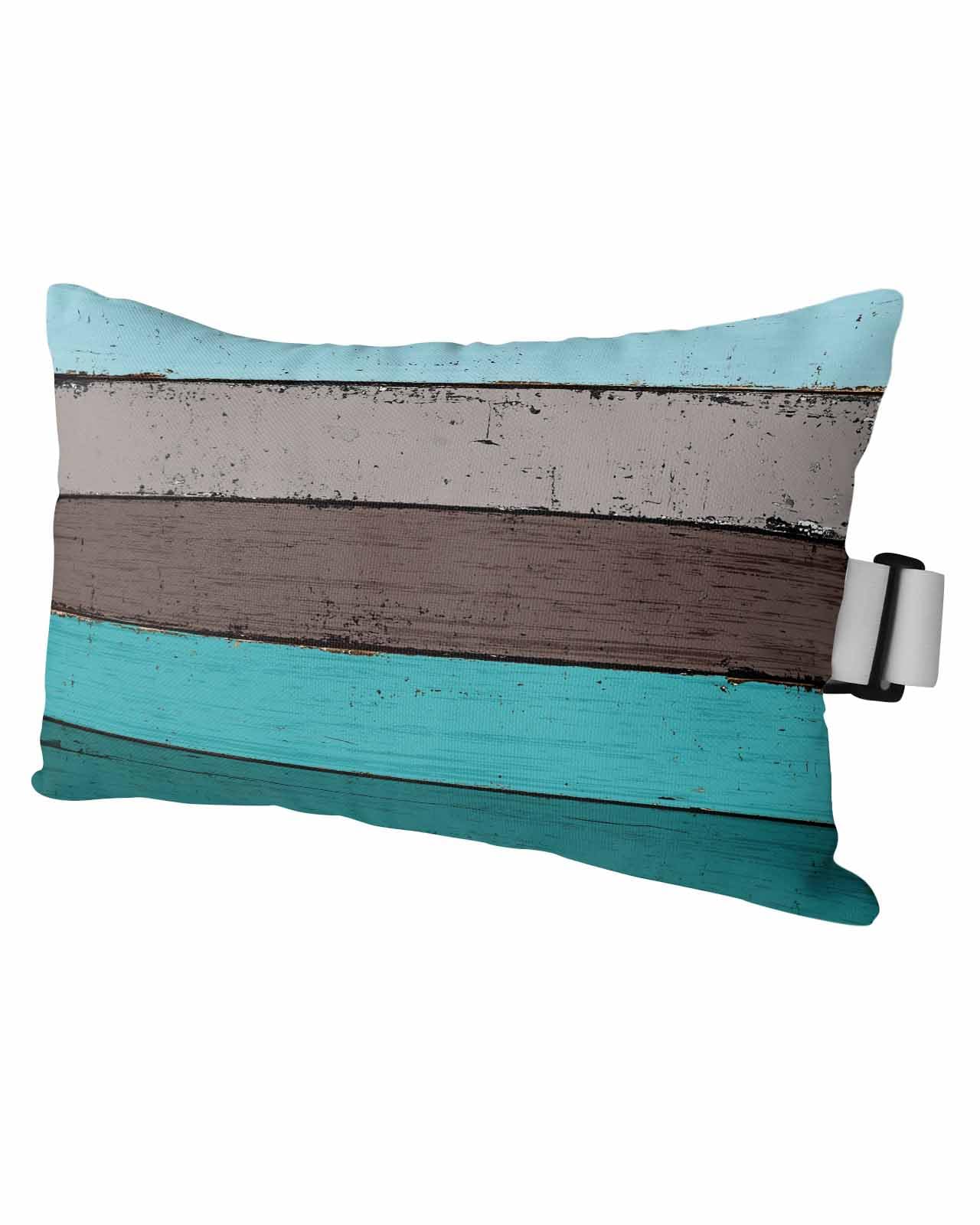 PIEPLE Summer Ombre Blue-Green Grey Farm Wood Grain Outdoor Beach Chair Pillow Headrest for Chaise Lounge Chair, Recliner Head Pillow with Inserts &