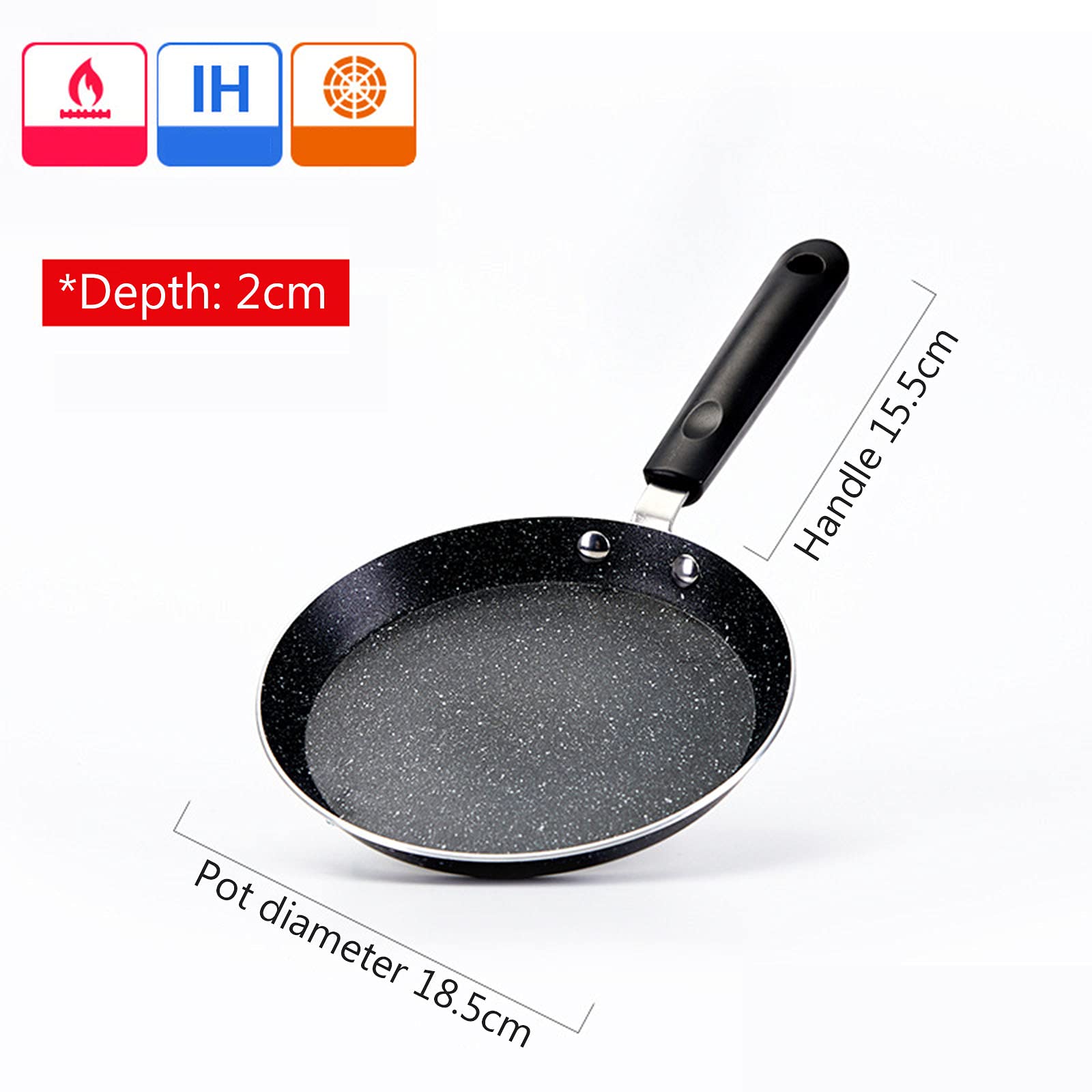 Niepustki patelnia patelnia 18/22/26 cm kamienne patelnie lodowate granitowe powłoka darmowe patelnie z pozostającym uchwytem panie ronienne patelnia omlet. (Czarny/różowy) czarna patelnia 22 cm