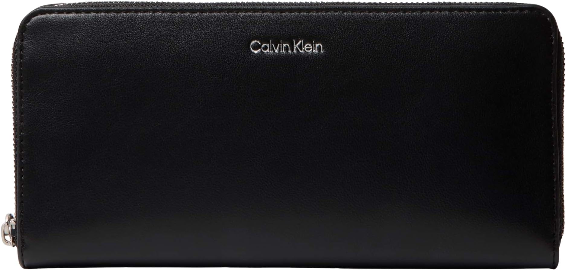 Calvin Klein Damen Geldbörse Webbing Long Zip Around mit Logo, Schwarz (Black), Einheitsgröße