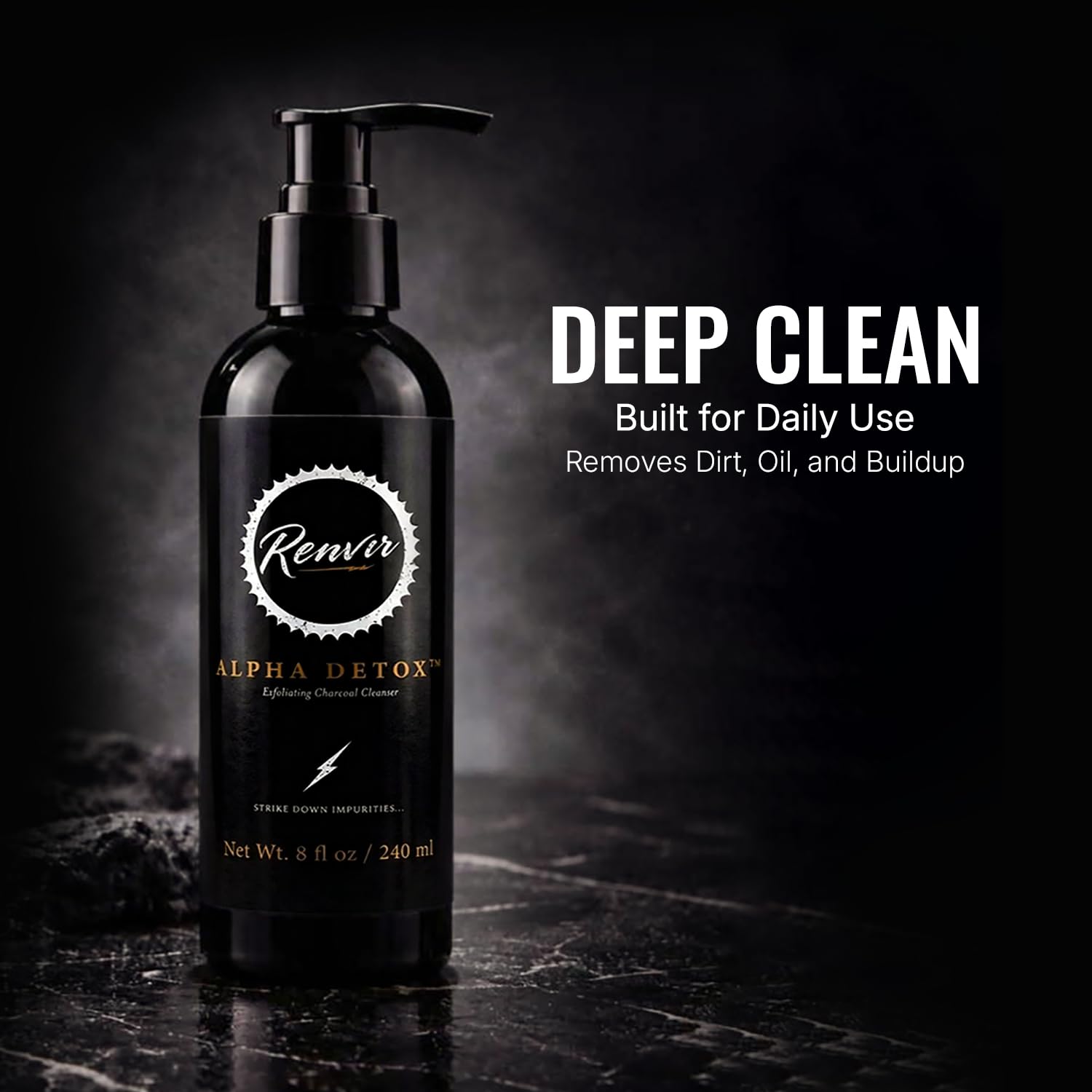 Alpha Detox Charcoal Face Wash for Men, Deep Cleansing Facial Cleanser with Willow Bark and Rosemary, Oil Control Daily Face Wash for Oily and Blemish Prone Skin