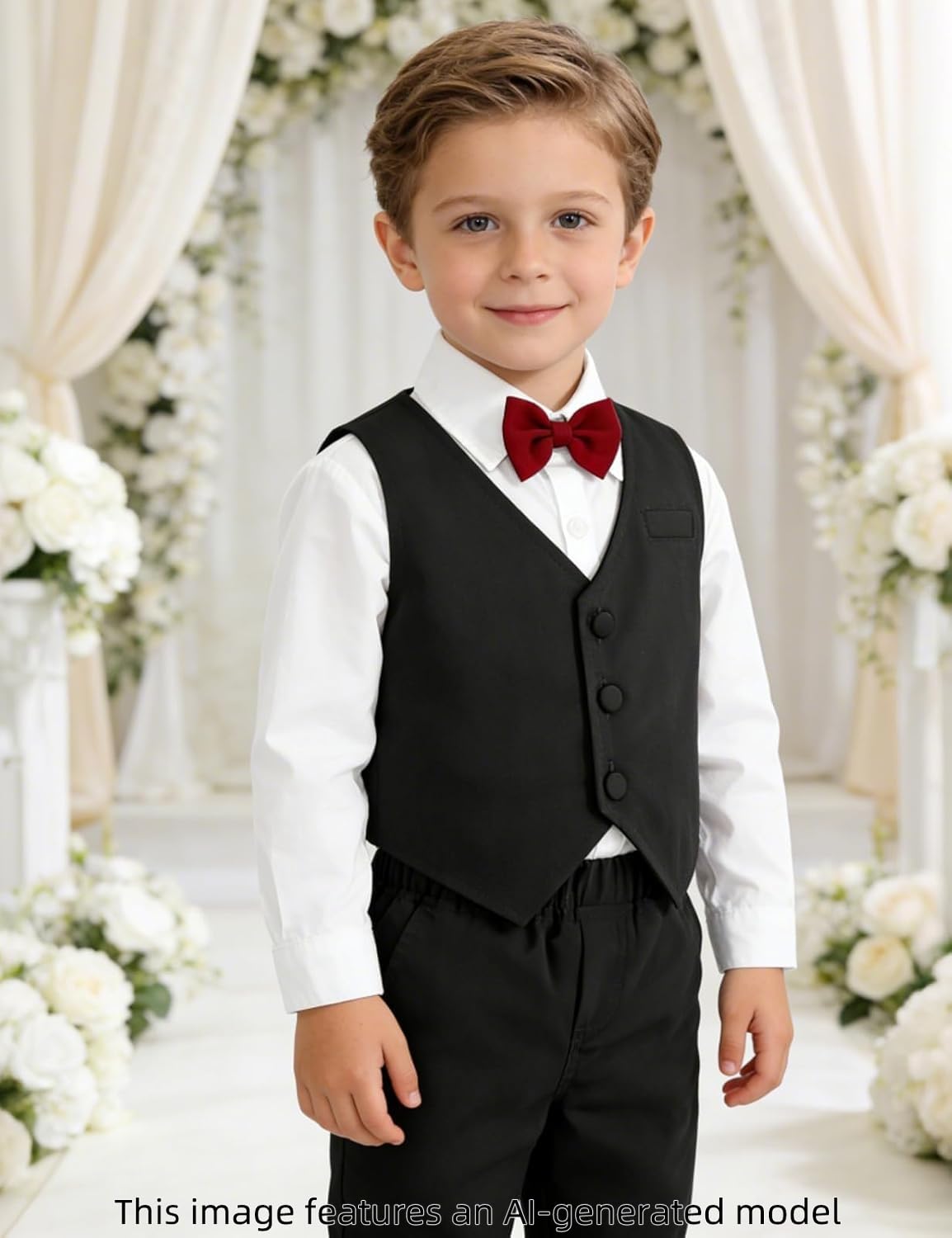 A&J DESIGN Conjunto de traje Fromal para niños pequeños, camisa, chaleco