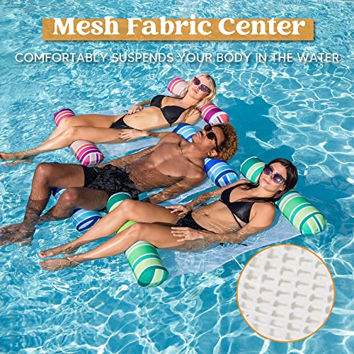 Sloosh 3 Pack Inflatable Pool Float Hammock, Water Hammock Lounges, Multi-Purpose Swimming Pool Accessories (Saddle, Lounge Chair, Hammock, Drifter) For Pool, Lake, Outdoor, Beach #TOP4