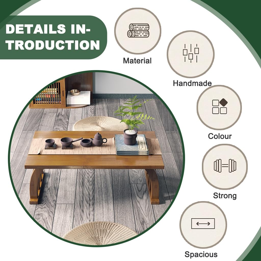 QZLGD Opvouwbare vloertafel voor zitten, meditatie en altaar - Japans ontwerp, eten en koffie (60CM