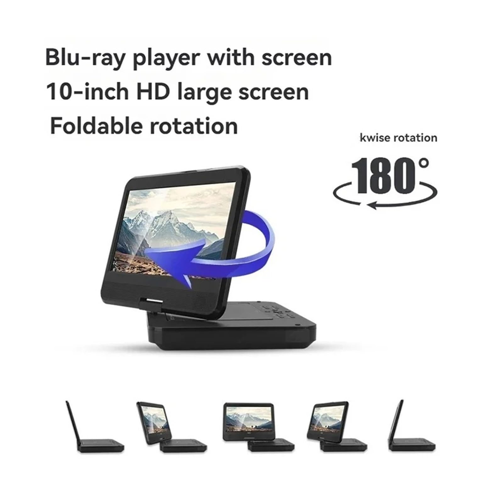 Lettore HD Portatile Pieghevole e Rotante, TV Digitale multimediale Mobile, Supporto for la Riproduzione Locale su Disco U.